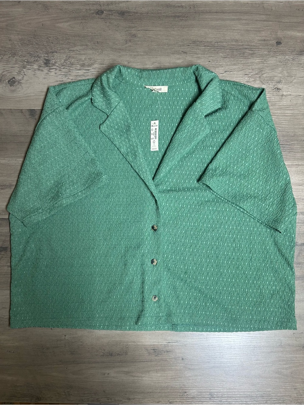 Madewell Mint Green Short-Sleeve Button-Down Top